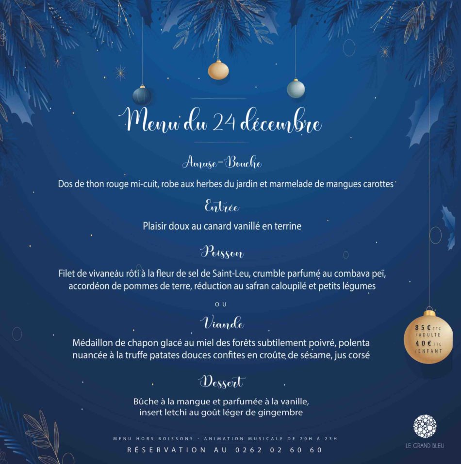 Menu de Noël du Grand Bleu !