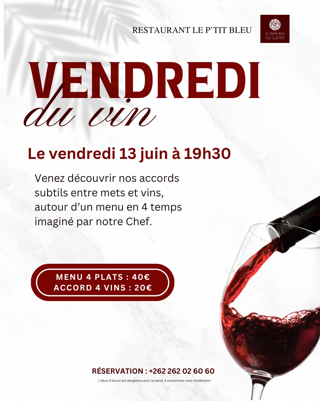 Notre menu « Mets et vins » arrive le vendredi !